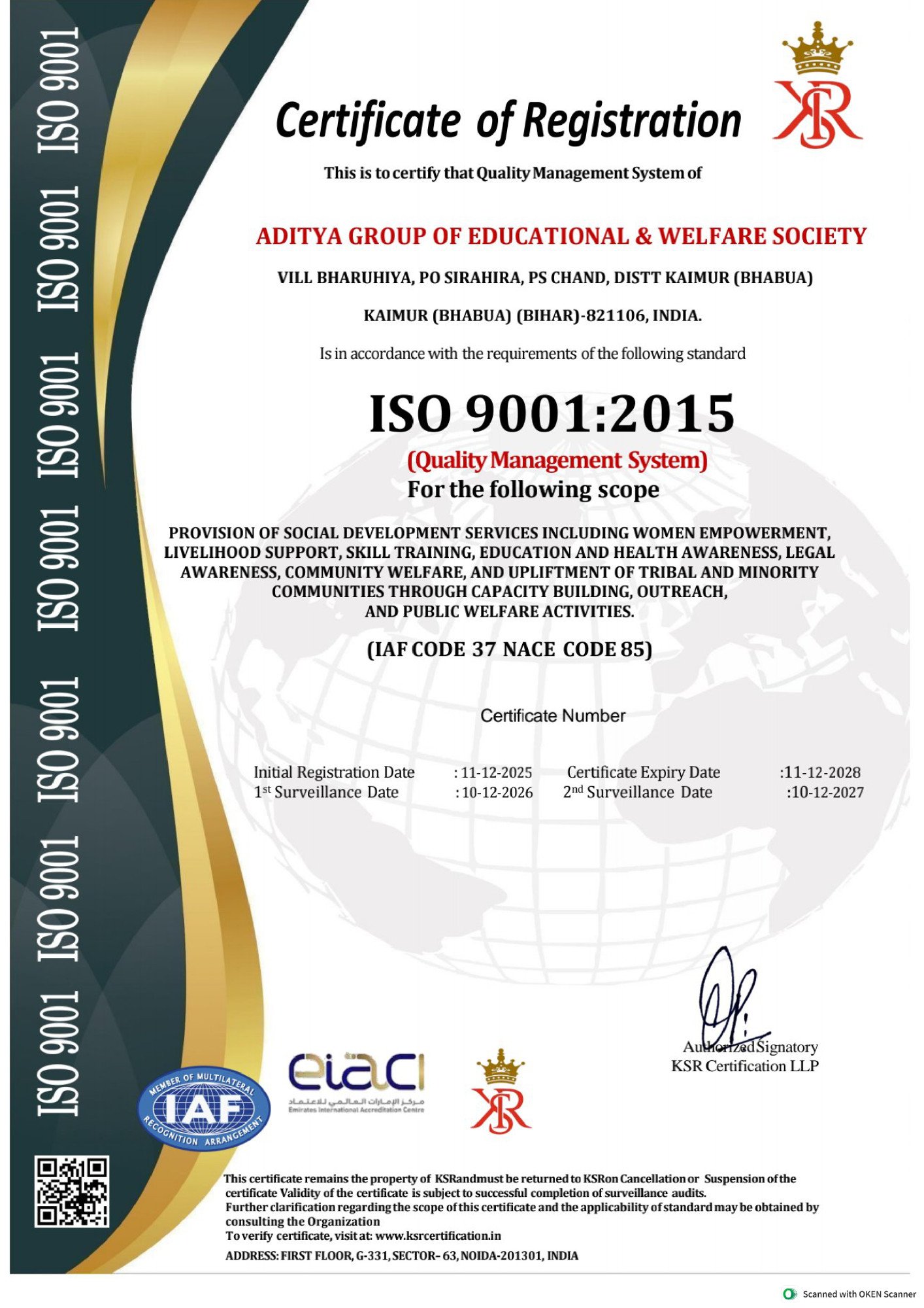 ISO 9001 : 2015 (IAF)